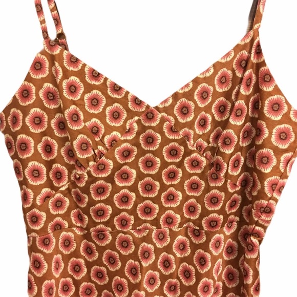 Gap Bronze and Pink Floral Cami Fit n Flare - Picture 3 of 5
